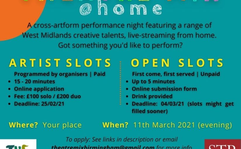 Gush Theatre’s Theatre Mix @ home – slots available