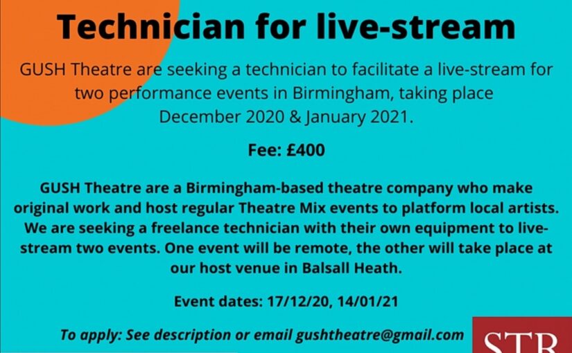 Wanted: Technician for 2x live-streamed events