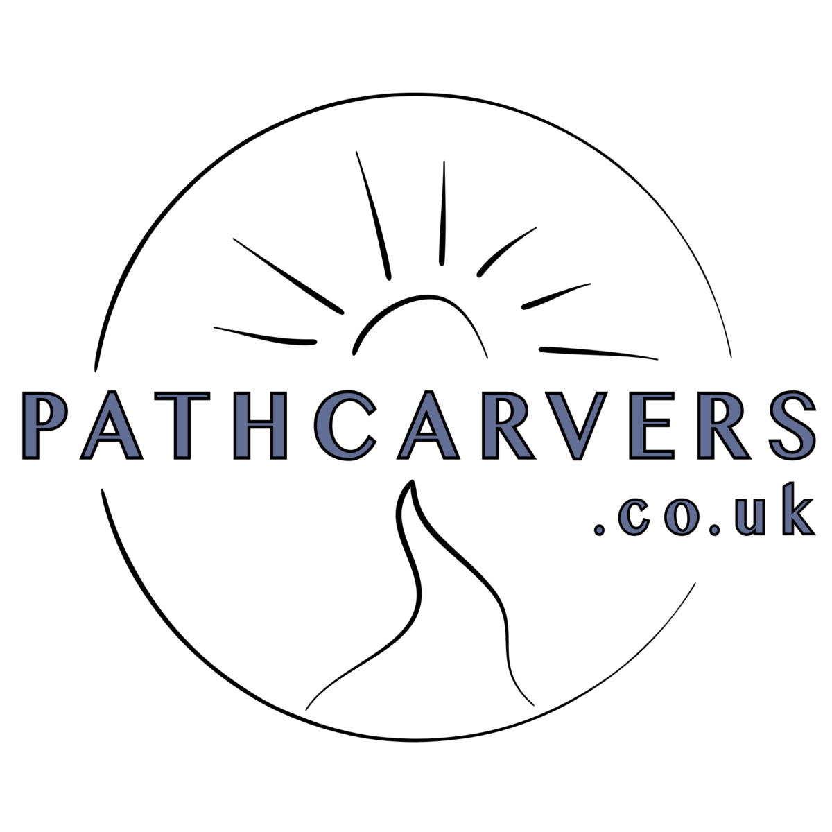 Pathcarvers logo of a path and the sun
